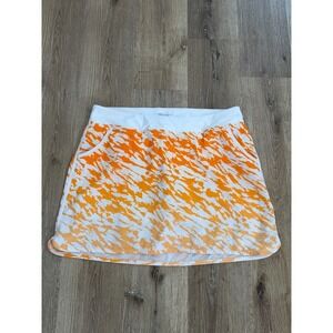 Nike Golf Skort Womens XL Orange White Abstract Print Built-in Shorts Golfcore